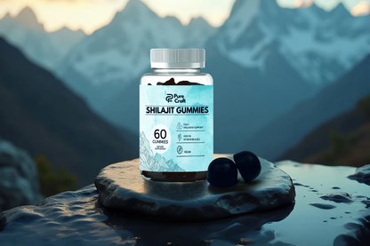 Shilajit Gummies By Pure Croft – 20% Fulvic Acid | With Essential Vitamins for Wellness | Vegan | 60 Gummies